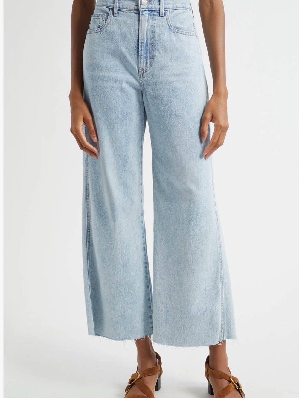 Veronica Beard Taylor Wide Leg Crop Light Wash High-Rise Jeans